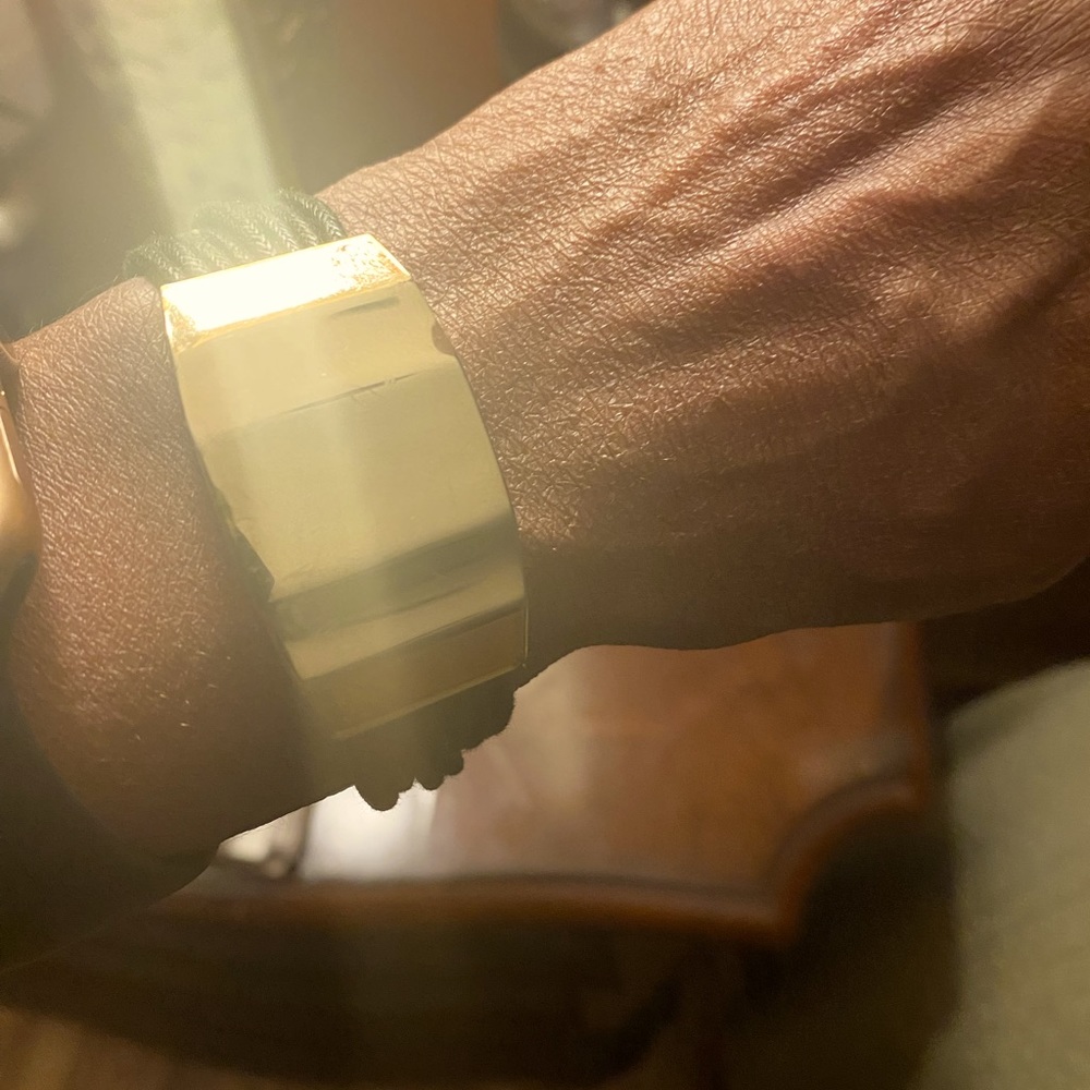 Simple two tone faux leather bracelet